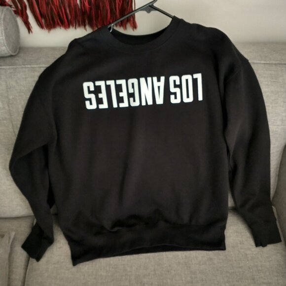 RSDNLA Men's Crewneck Sweatshirt Large Black Los Angeles Logo - Picture 1 of 9